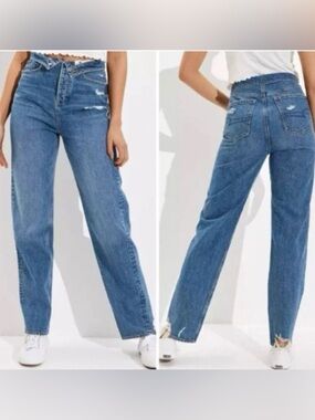 American Eagle highest waist baggy straight jeans 10 LONG